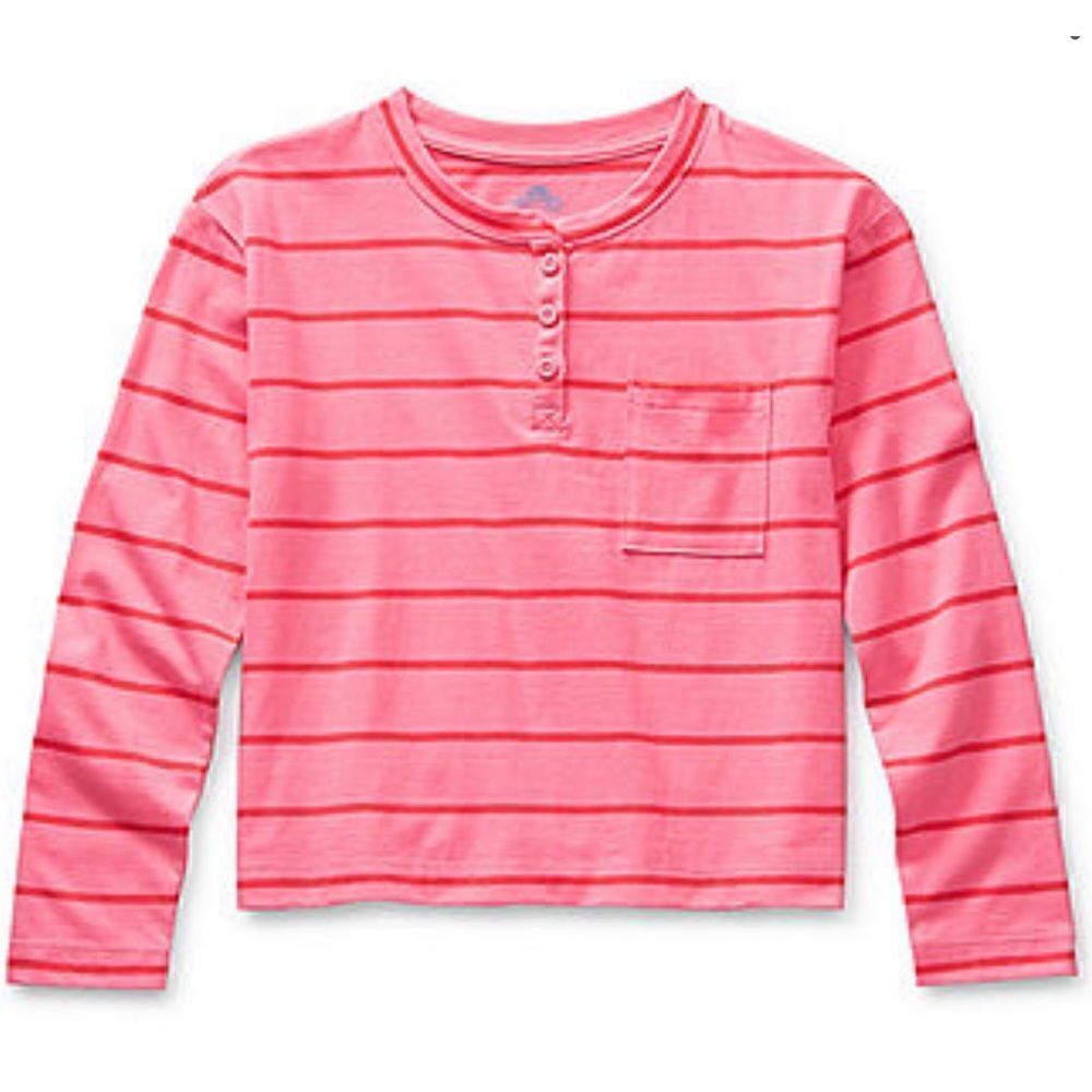 Thereabouts Pink Little & Big Girls Long Sleeve Henley Shirt
